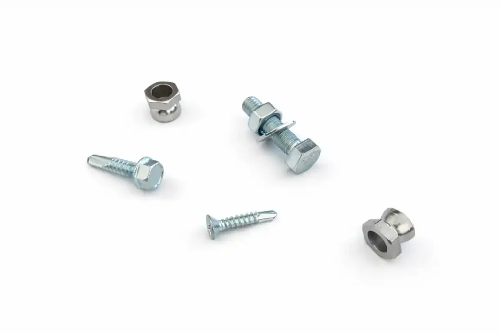 Zestaw, śruba mocująca, wkręty samowiercące, nakrętka zrywalna - anty wandal